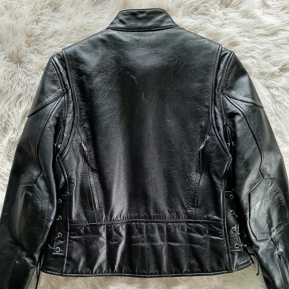 First Leather Apparel Women's Black Motor Leather Jacket  Size L - Picture 11 of 14